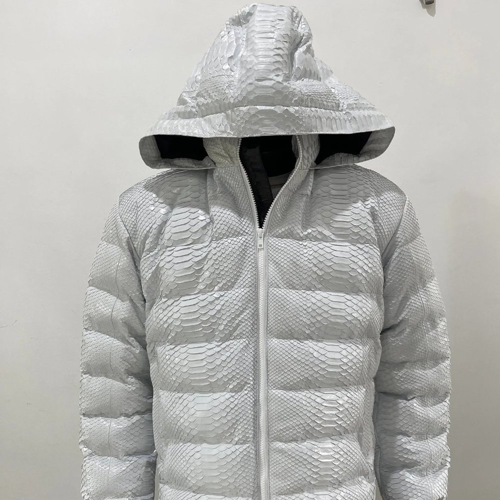 Snakeskin Duck Down Winter Hoodie Puffer Jacket